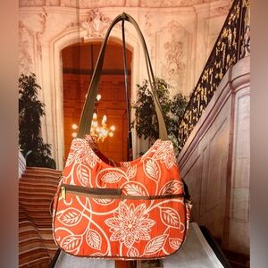 Danny K. Beverly Hills California Mona Shoulder Bag, Orange Floral, excellent